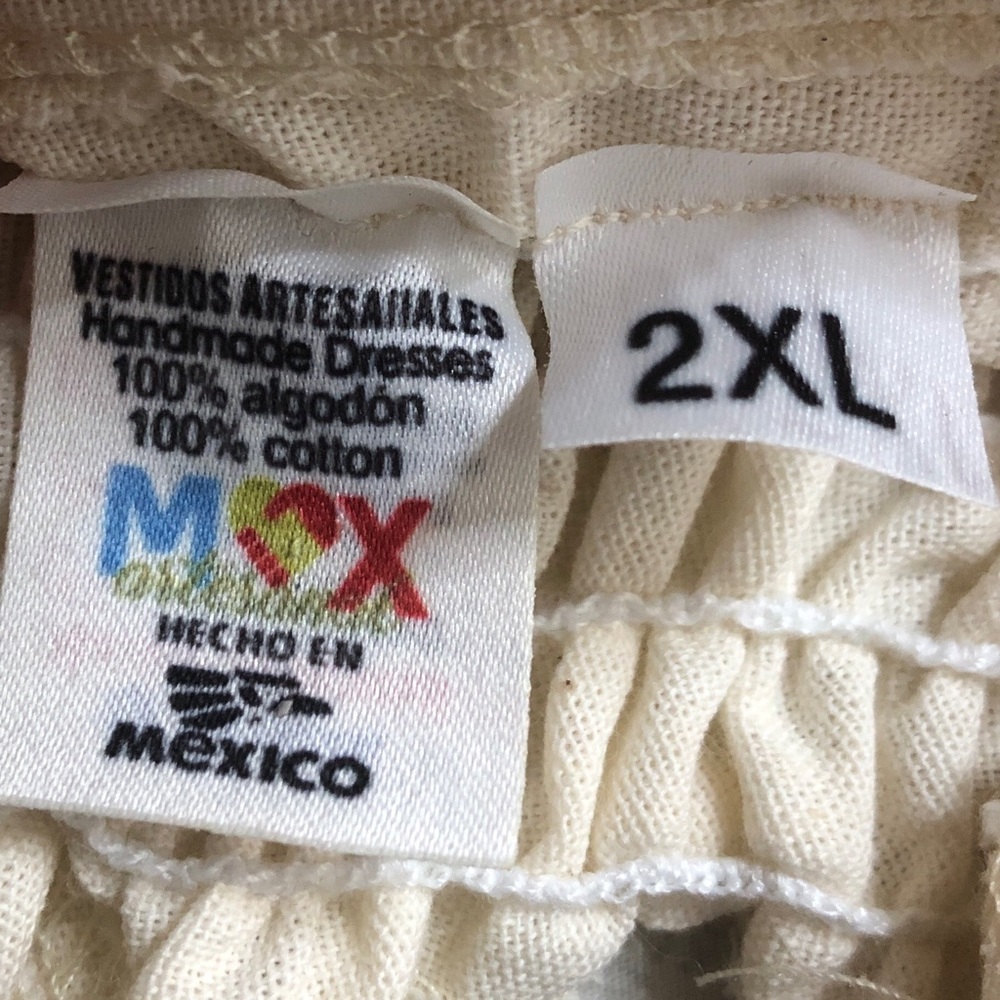 Handmade artisan womens Mexican embroidered off shoulder cotton blouse 2XL - Picture 13 of 13